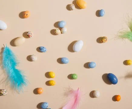 Easter minimalistic background with copy space Stock Photos