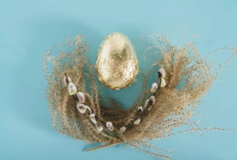 Easter minimalistic egg with copy space Stock Photos
