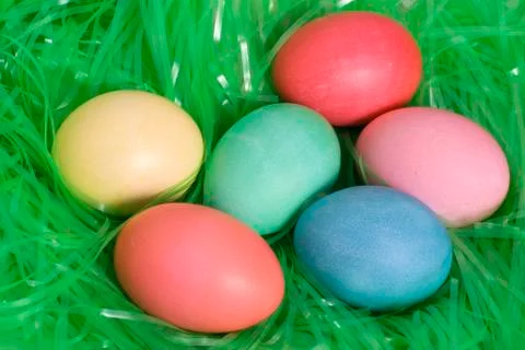 Easter multi colored eggs Stock Photos