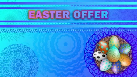 Easter offer animation with beautiful blue background and decorated easter .. Stock Footage 268470080