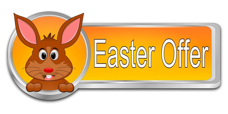 Easter offer button – 3D illustration Illustrazione stock