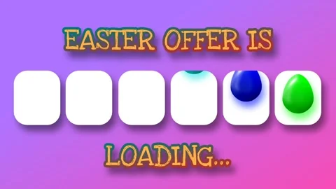 Easter offer is loading sign with different colour eggs on gradient backgroun Stock Footage 266787820