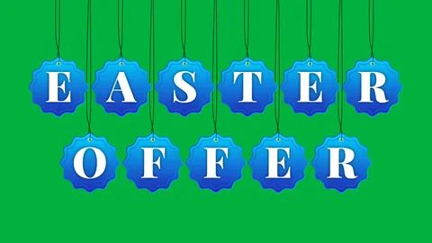 Easter offer tags on green screen in blue gradient colour Stock Illustration