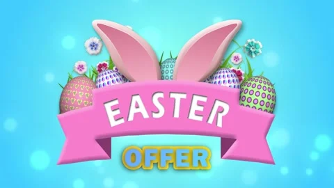 Easter offer text with beautiful bokeh parties, ears, flowers and decorated.. Stock Footage 306079282