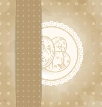 Easter old postcard with eggs Stock Illustration