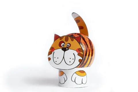 Easter or spring figure cat shaped egg isolated white background Stock Photos