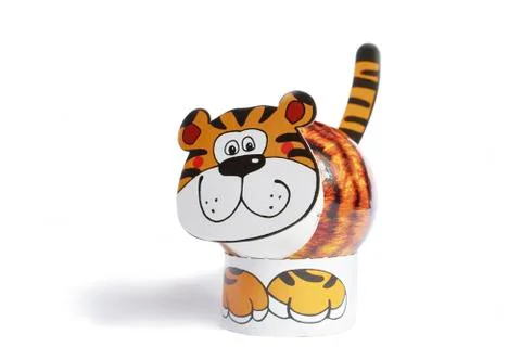 Easter or spring figure tiger shaped egg isolated white background Stock Photos