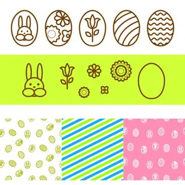 Easter outline egg vector icons 스톡 일러스트
