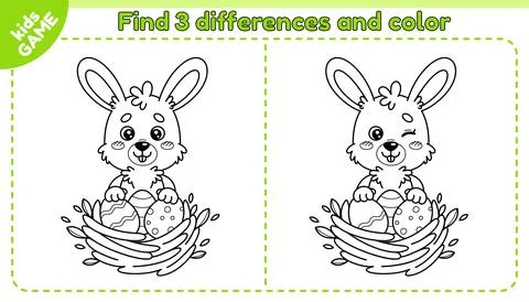 Easter outline game Find differences with rabbit Stock Illustration