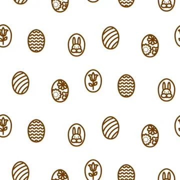 Easter outline icon seamless vector pattern Stock Illustration