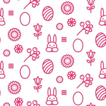 Easter outline icon seamless vector pattern Stock Illustration