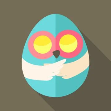 Easter owl egg shaped Stock Illustration