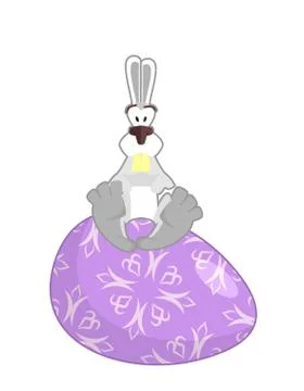 Easter Painted egg and Bunny. Religious holiday Stock Illustration
