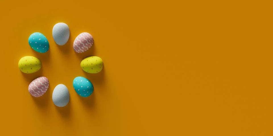 Easter painted egg with beautiful pattern. 3d holiday elements isolated on Illustrazione stock