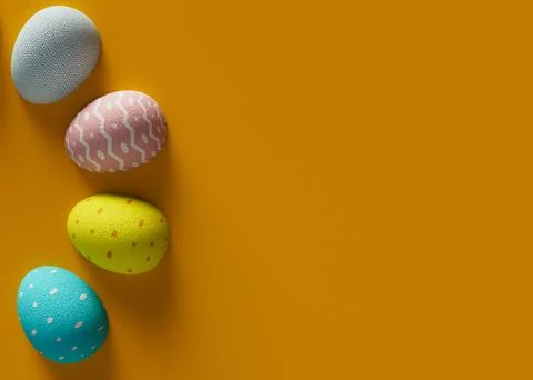 Easter painted egg with beautiful pattern. 3d holiday elements isolated on Illustrazione stock