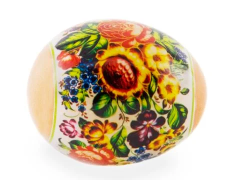 Easter painted egg covered by lacquer and ornamented by miniature painting .. Stock Photos