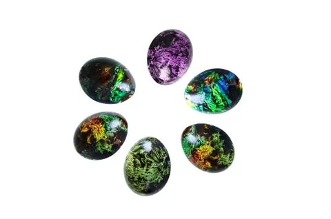 Easter painted eggs. Abstract pattern. White isolate Stock Photos