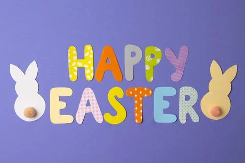 Easter painted eggs on a bright background. Easter background. Place for text Stock Photos
