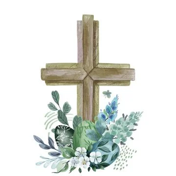 Easter painted eggs composition, cold green tints Stock Illustration