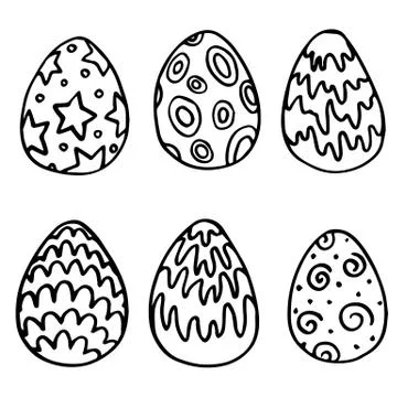 Easter painted eggs sticker set on white isolated backdrop stock vector illus Stock Illustration