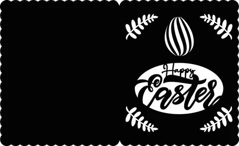 Easter paper cut car d with Lettering with brunch, egg. Vector Illustration.  Stockillustratie