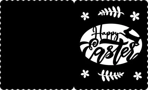 Easter paper cut car d with Lettering with brunch, egg. Vector Illustration.  Stockillustratie