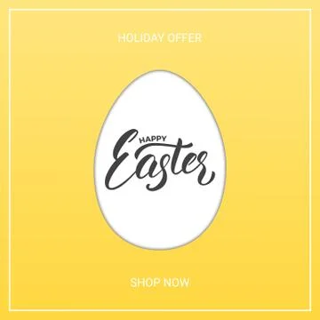 Easter. Paper cut egg with Easter lettering. Easter sale banner template 스톡 일러스트