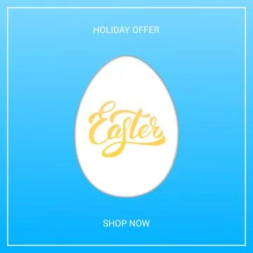 Easter. Paper cut egg with Easter lettering. Easter sale banner template Stock Illustration