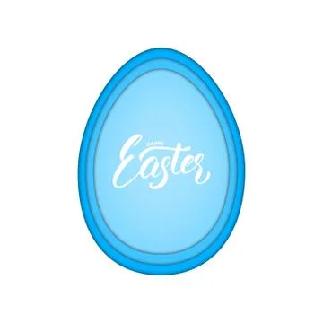 Easter. Paper cut egg with Easter lettering. Easter card template Stock Illustration