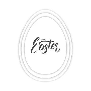 Easter. Paper cut egg with Easter lettering. Easter card template Stock Illustration