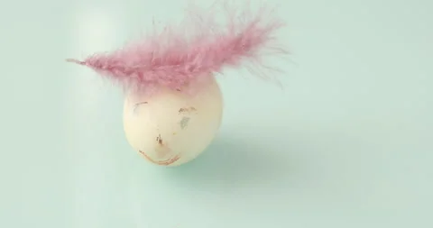 Easter party concept: Easter egg as lady's head with hat 스톡 동영상 103418659