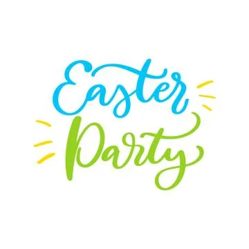 Easter Party vector lettering. Hand drawn easter greeting card. Stock Illustration
