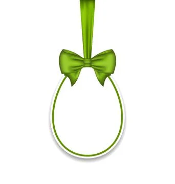 Easter paschal egg with green bow, isolated on white background 스톡 일러스트