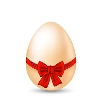 Easter paschal egg with red bow, isolated on white background Stock Illustration