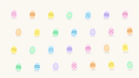 Easter Pastel Painted Eggs Pattern Bouncing Gently with polka dot, 4K Loop 스톡 동영상 346126503