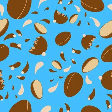 Easter pattern on a blue background with chocolate eggs Stock Illustration