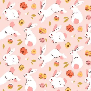 Easter pattern bunnies eggs flowers for banners wallpapers wrapping textiles Stock Illustration