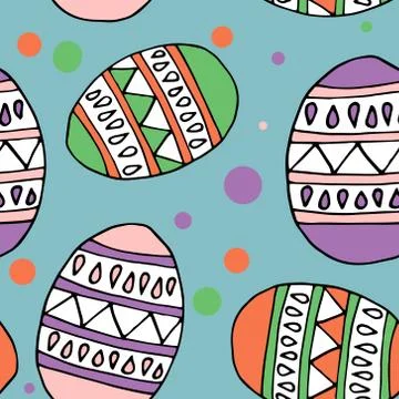 Easter pattern, colorful eggs, various design, wrapping paper, fabric, textil Stock Illustration