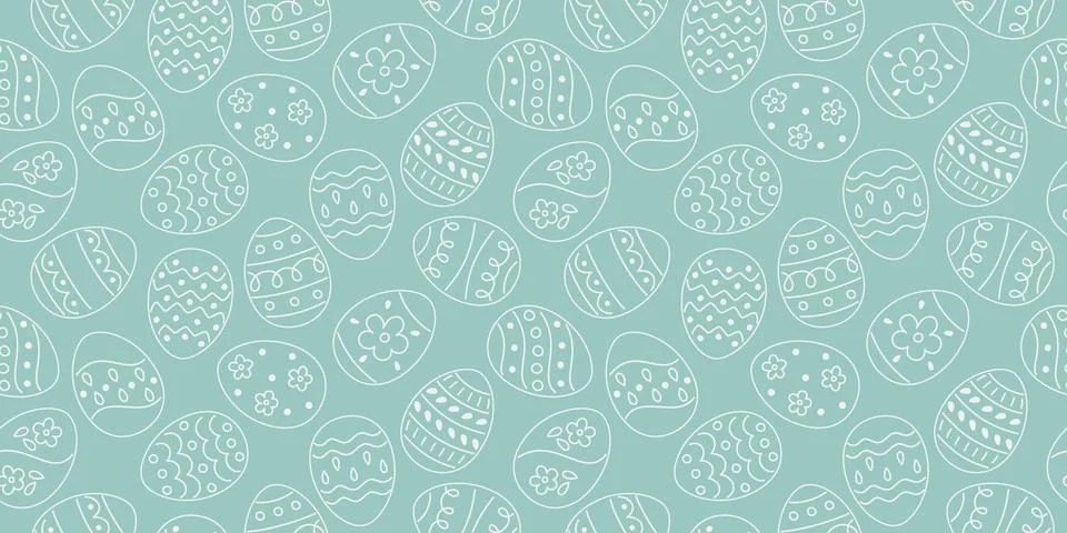 Easter pattern with contour eggs Stock Illustration