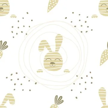 Easter pattern. Creative rabbits and carrots seamless pattern. Vector 스톡 일러스트