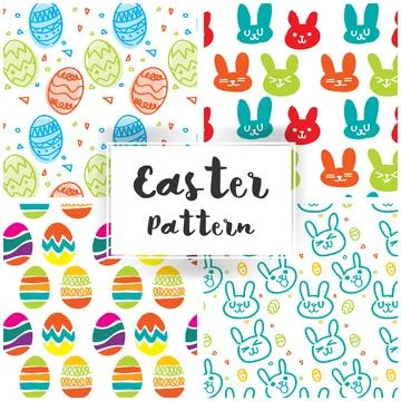 Easter pattern with cute rabbit and easter eggs Stockillustratie
