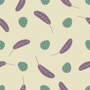 Easter pattern with eggs and feathers Illustrazione stock
