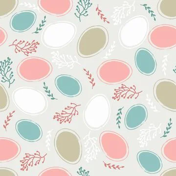Easter pattern with eggs and flowers in pastel colors. Seamless Rapport for your Illustrazione stock