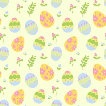 Easter pattern with eggs and flowers イラスト素材