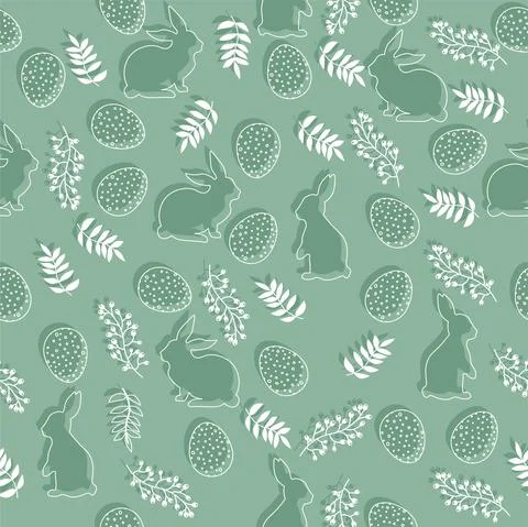 Easter pattern with eggs, bunnies and flowers in pastel colors. Seamless Rapport 스톡 일러스트