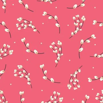 Easter pattern with willow twigs.Easter background 스톡 일러스트