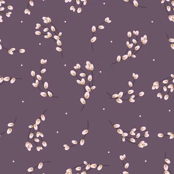 Easter pattern with willow twigs.Easter background Illustrazione stock