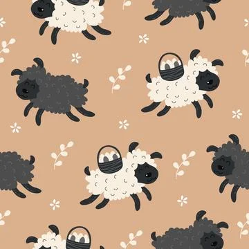 Easter patterns with dark and light easter sheep vector Stock Illustration