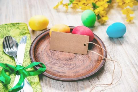 Easter photo. Happy easter. Eggs Selective focus. Foto stock