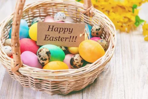 Easter photo. Happy easter. Eggs Selective focus. Foto stock